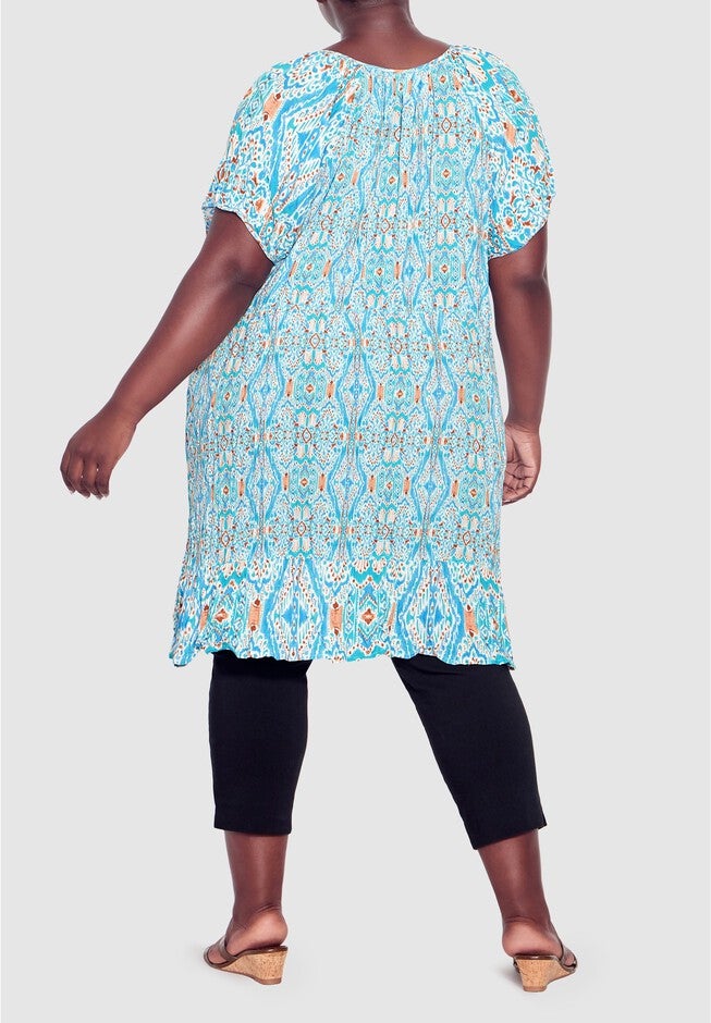 Avalon Crush Tassel Tie Ruffle Tunic, AQUA IKAT, alternate image number null