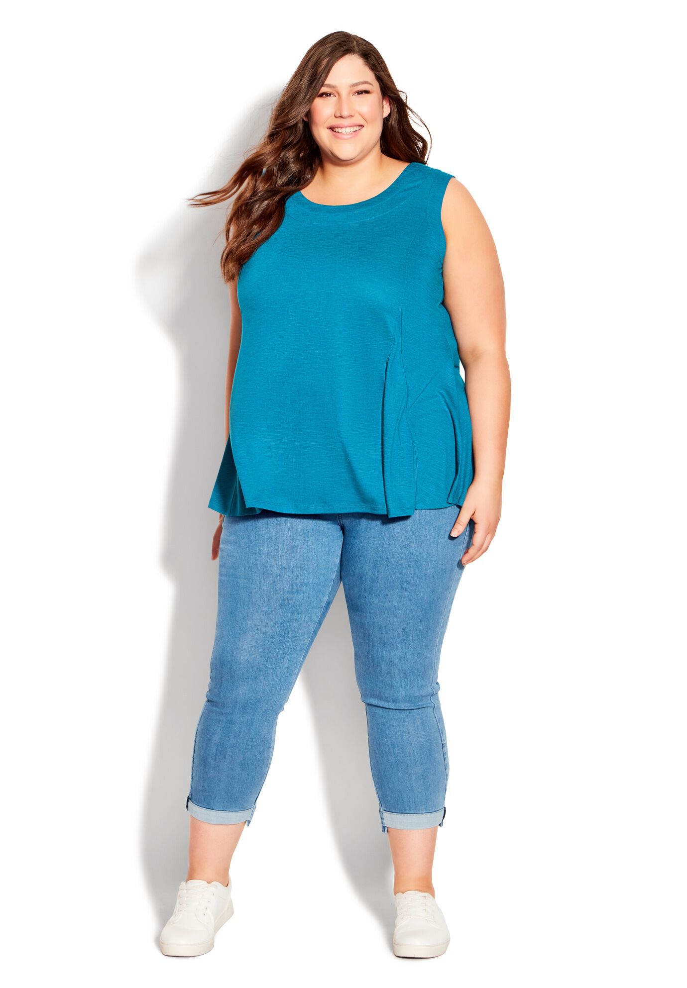 Fit N Flare Tank, MYKONOS BLUE, alternate image number 4