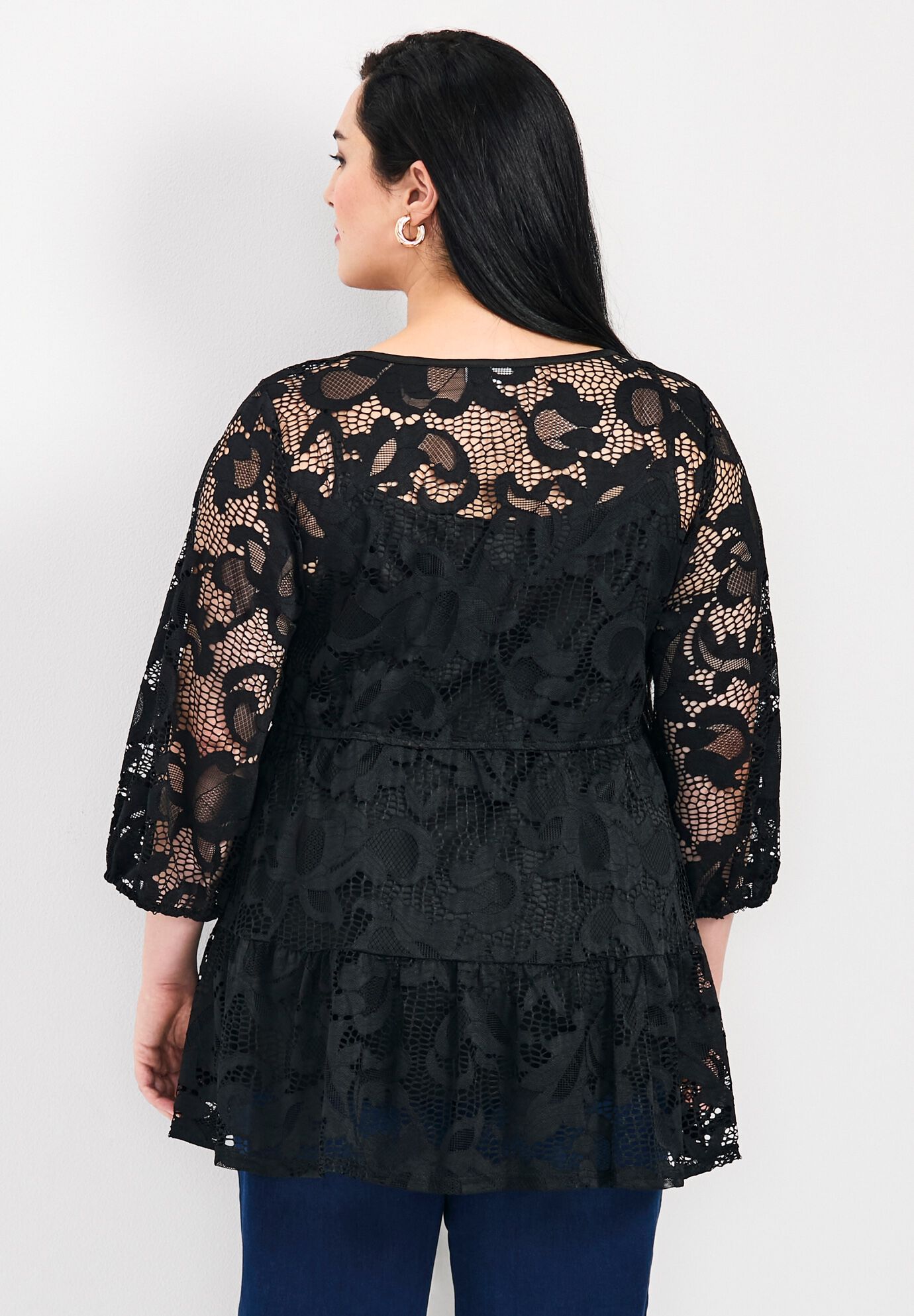 Lucille Lace Tunic, BLACK, on-hover image number 1