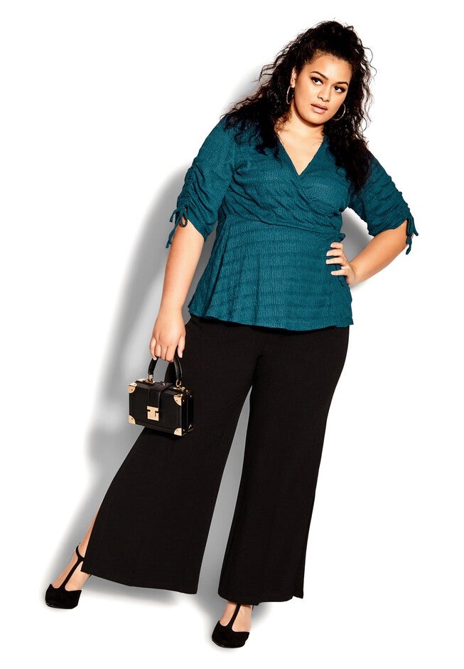 Romance Tie Top - teal, GREEN, alternate image number null