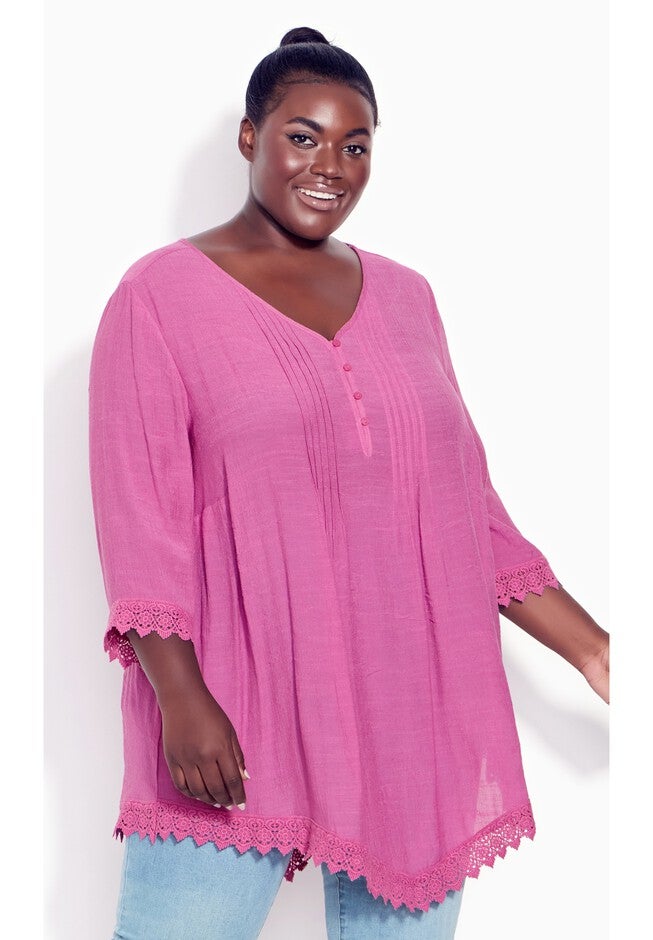 Ellie Pintuck Lace Top, ORCHID, hi-res image number 0