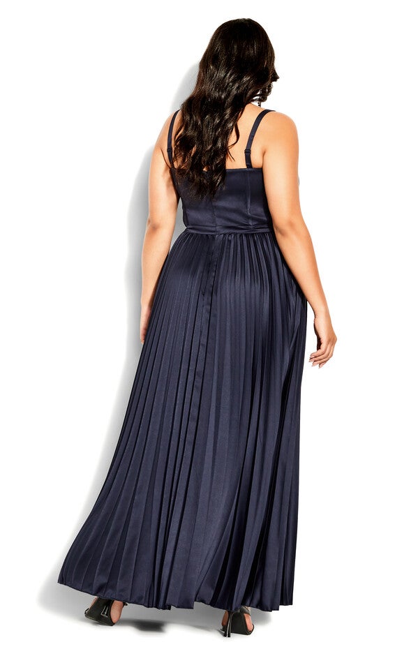 Pleat Desire Dress - navy, BLUE, alternate image number 3