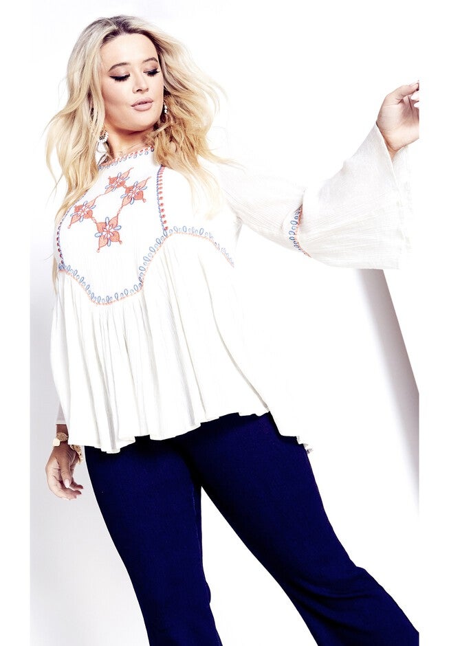 Liana Embroidery Top, IVORY, alternate image number 3