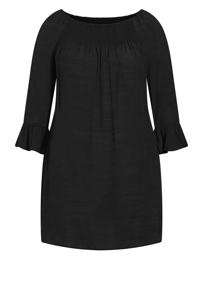 Flutter 3/4 Sleeve Top, BLACK, alternate image number 2