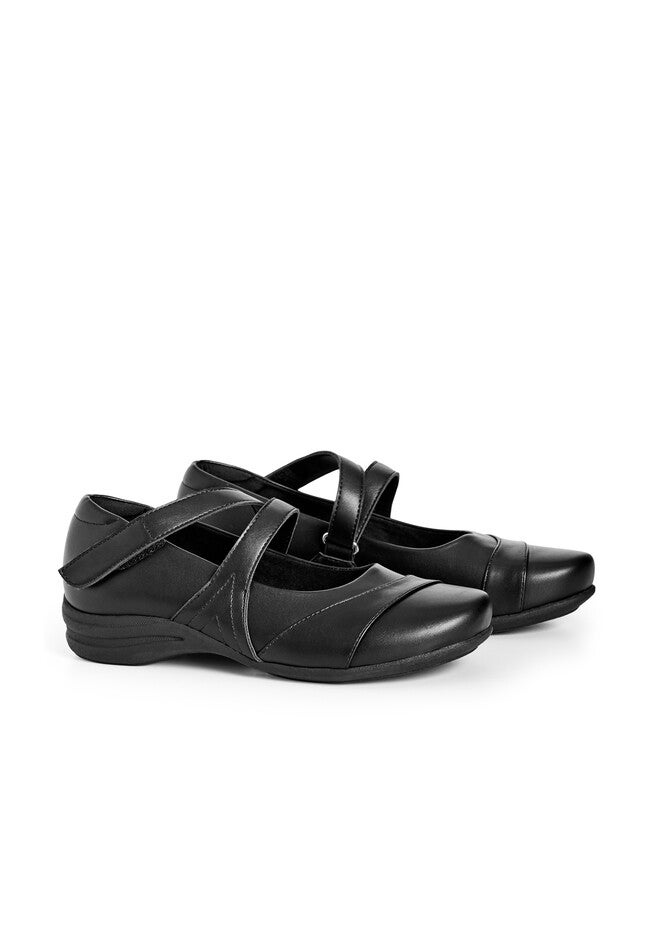 Brooklyn Comfort Crossover Strap Flat, BLACK, alternate image number null
