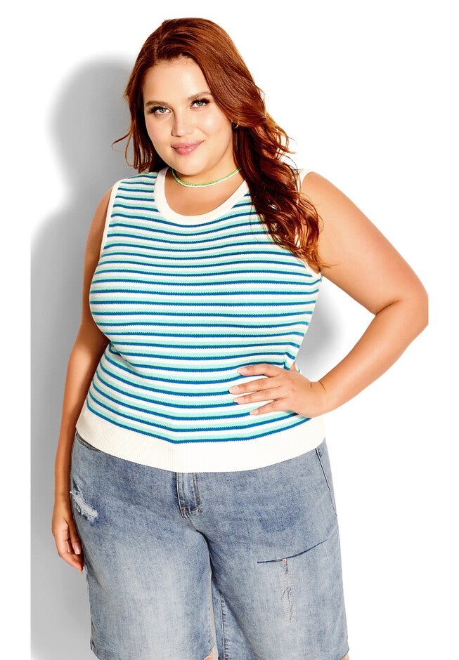 Multi Stripe Tank - blue, BLUE, hi-res image number null