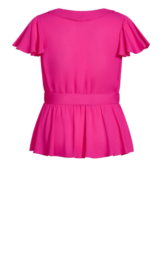 Wrap Frills Top - shocking pink, PINK, alternate image number 6