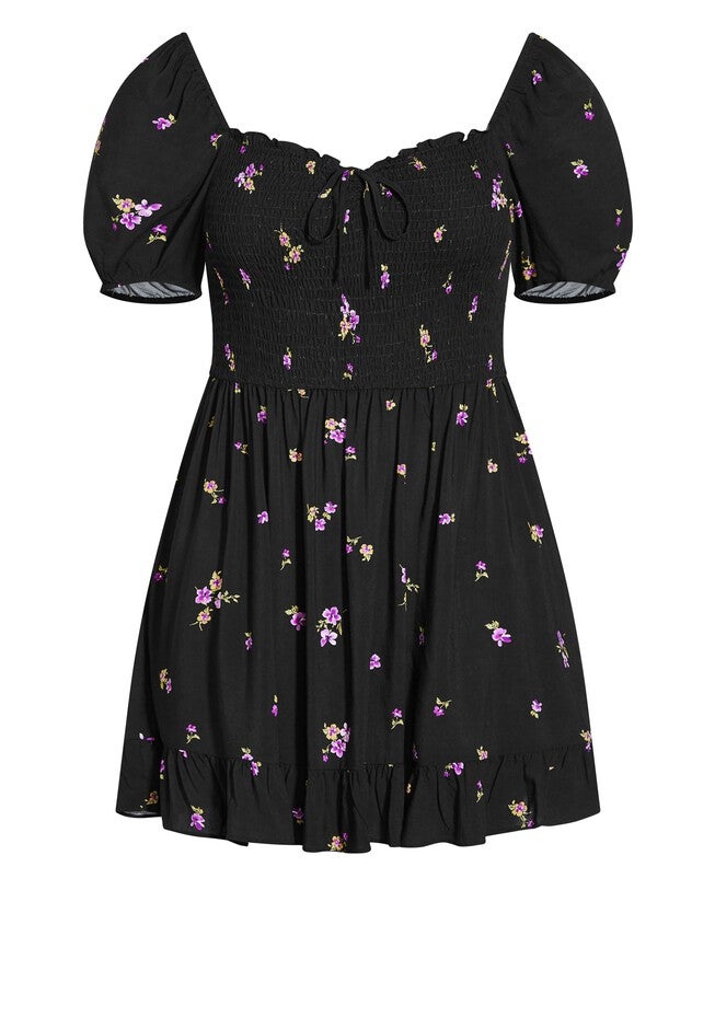 Sweet Petal Short Sleeve Dress - black, BLACK, alternate image number null