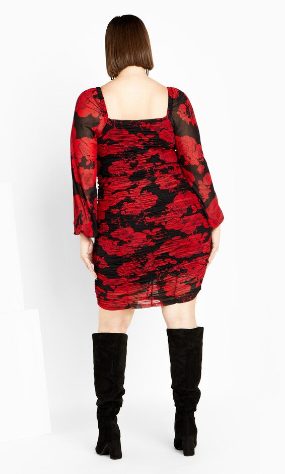 Alia Print Dress - black, ROSE PRINT, alternate image number null