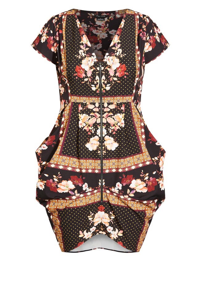 Falling Floral Tunic - black, BLACK, alternate image number 2