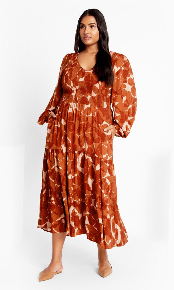 Jayden Print Dress - amber, AMBER, hi-res image number null