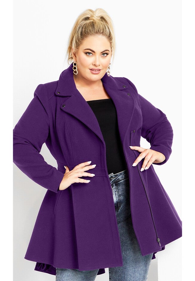 Hi Lo Frill Coat - petunia, PURPLE, on-hover image number null