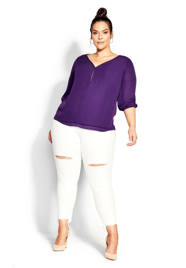 Sexy Fling Elbow Sleeve Top - petunia, PURPLE, alternate image number null