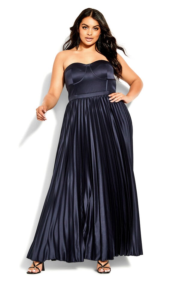 Pleat Desire Dress - navy, BLUE, hi-res image number 0