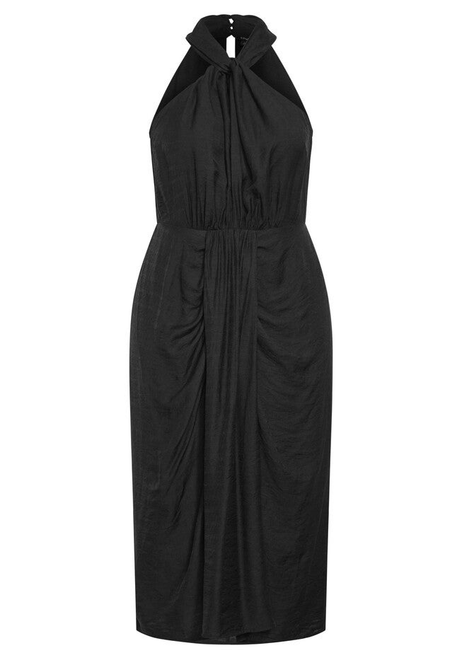 Briella Halter Twist Front Maxi Dress - black, BLACK, alternate image number null