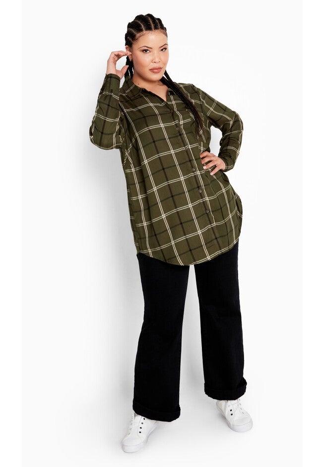 Kylee Check Shirt, KHAKI, alternate image number 4