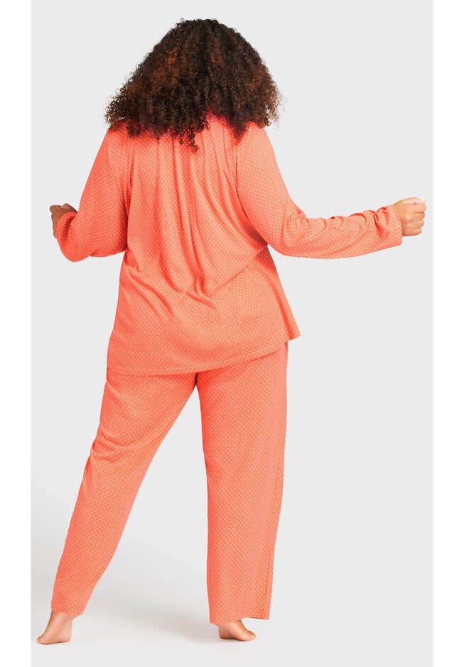 Button Print Sleep Top, PEACH SPOT, on-hover image number 1