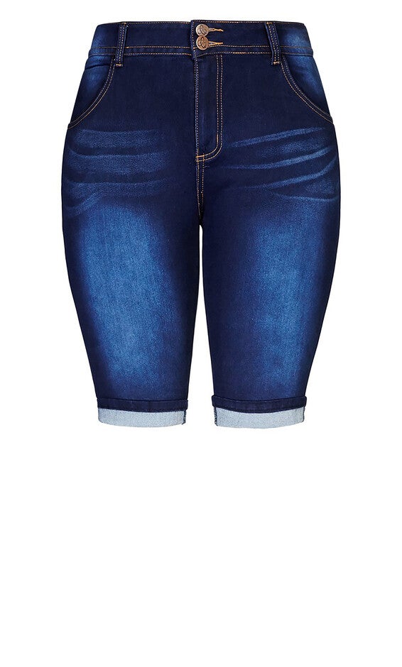 Killer Pins Double Button Cuff Short - dark denim, BLUE, alternate image number 4