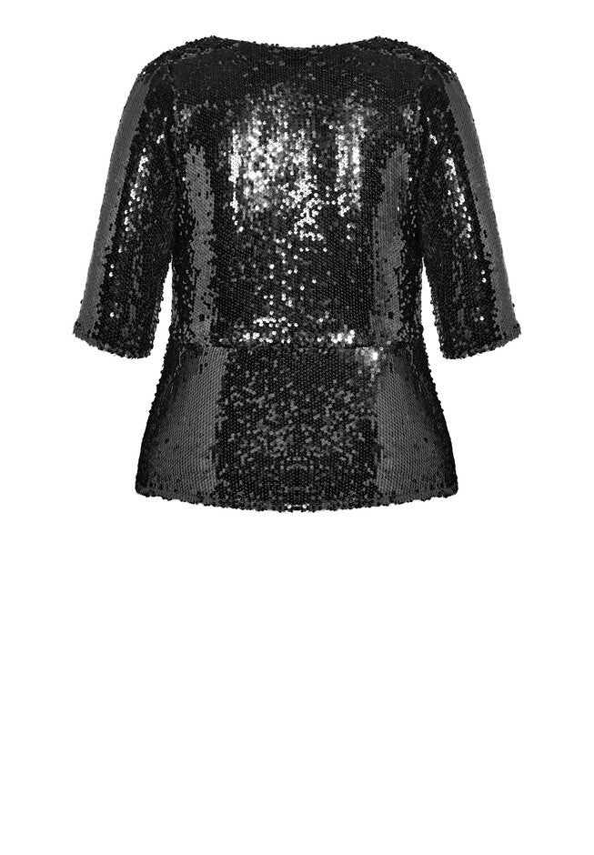 Sequin Puff Top - black, BLACK, alternate image number null