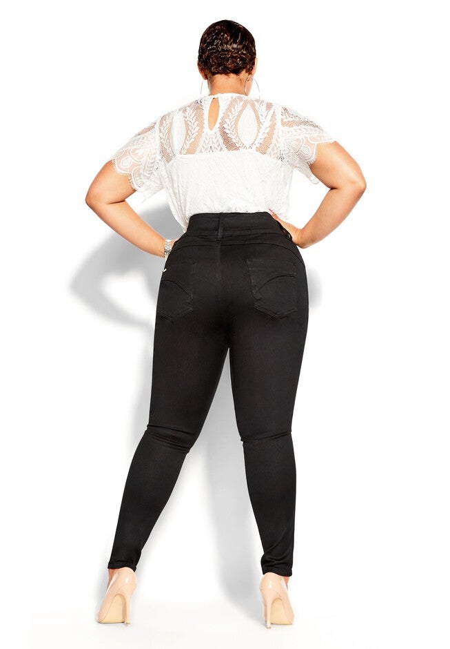 Asha Skinny Petite Black Jean - black, BLACK, alternate image number null