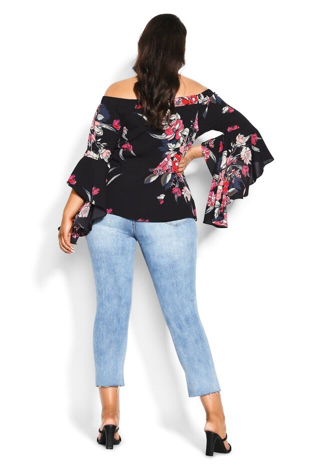 Misty Floral Top - black floral, BLACK, alternate image number null