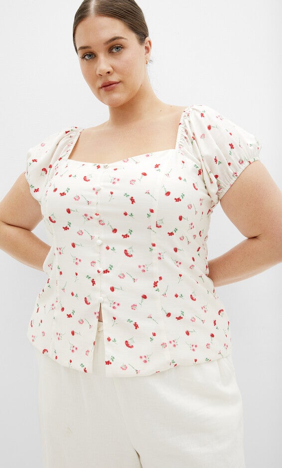 Daydreamer Print Top - ivory, WHITE, hi-res image number null