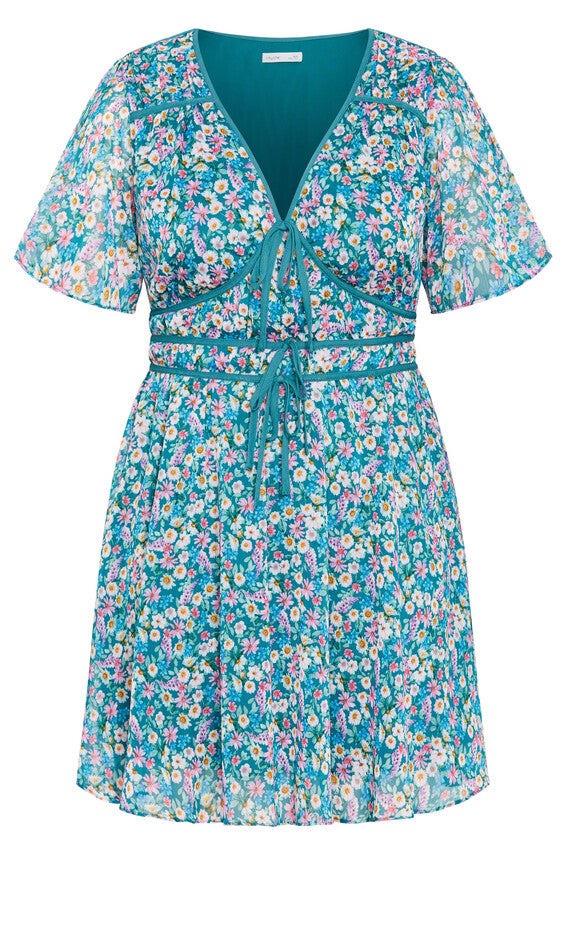 Cara Print Dress - teal, GREEN, alternate image number null
