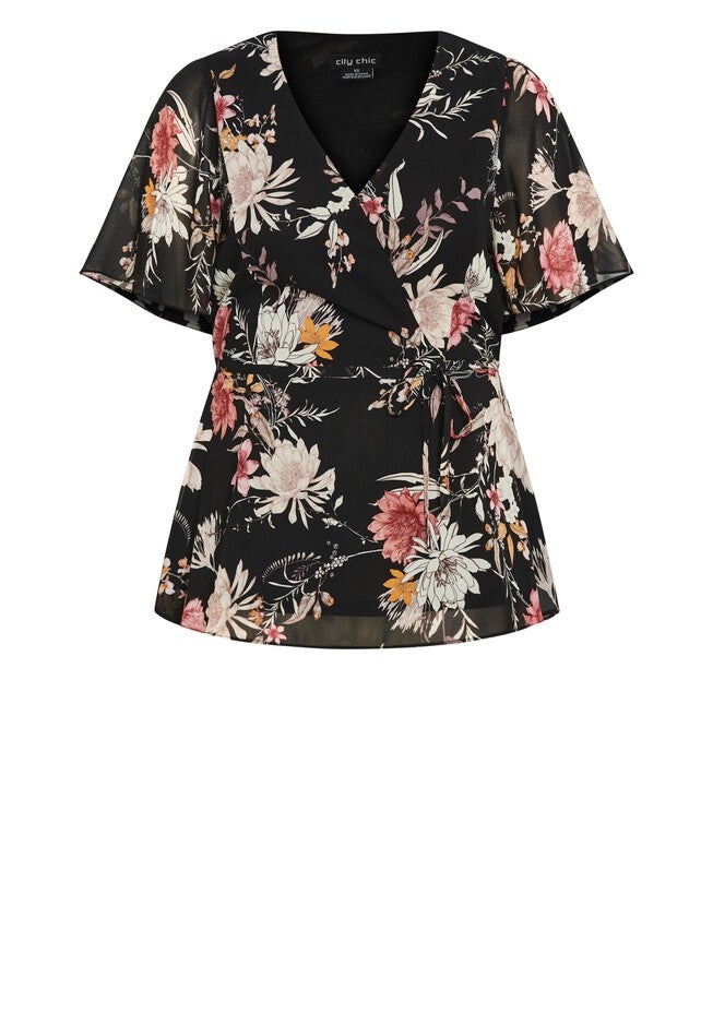 Tori Print Top - black, GREY, alternate image number null
