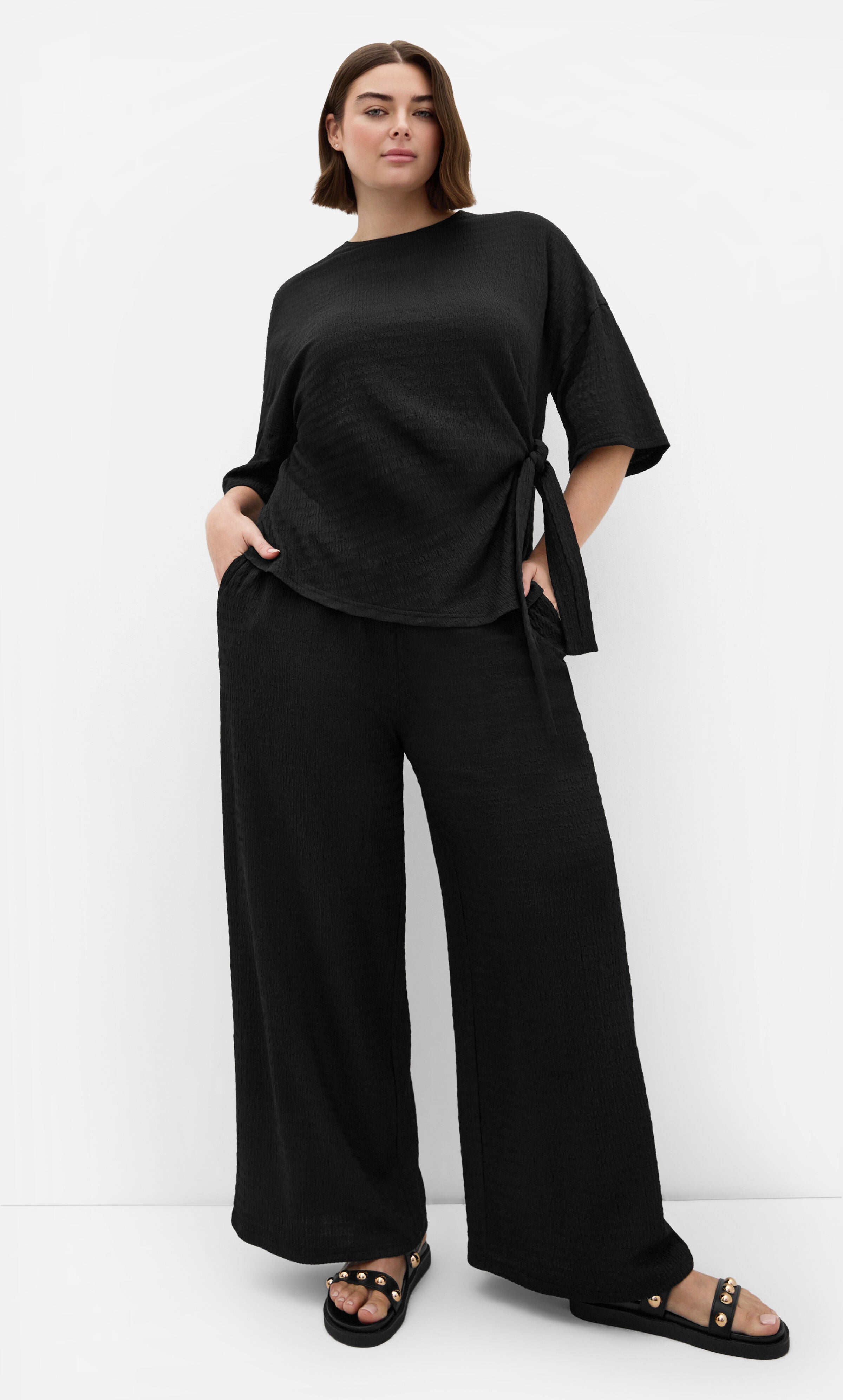 Brianna Side Tie Top, BLACK, alternate image number 3