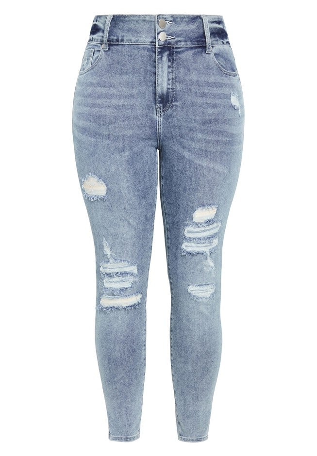 Harley Sassy Rips Jean - mid denim, BLUE, alternate image number null