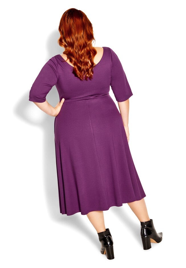 Cute Girl Elbow Sleeve Dress - plum, PURPLE, alternate image number null