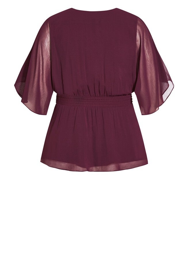 Elegant Wrap Top - spiced plum, RED, alternate image number 5