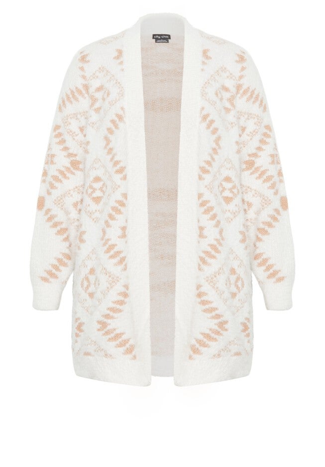 Aztec Jacquard Cardigan - cream, BEIGE, alternate image number null