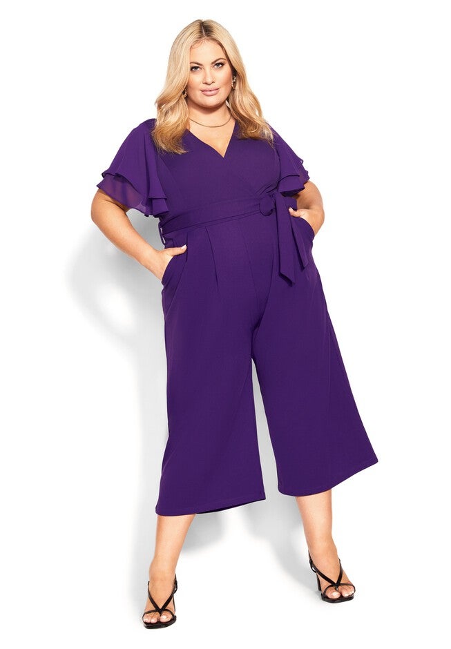 Flutter Sleeve Jumpsuit - petunia, PURPLE, hi-res image number null
