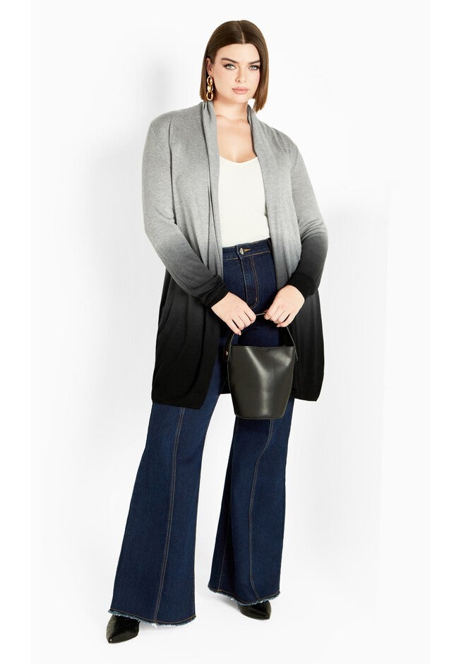 Mina Dip Dye Cardigan, GREY, alternate image number null