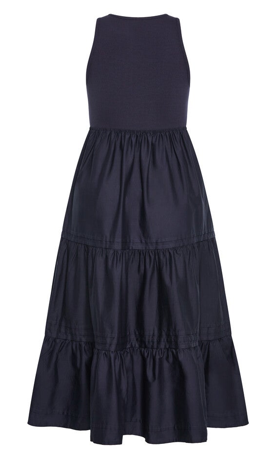 Chelsea Mixed Media Dress - navy, NAVY, alternate image number null