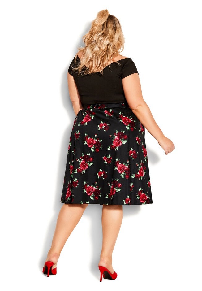Vintage Rose Skirt - black, BLACK, alternate image number null
