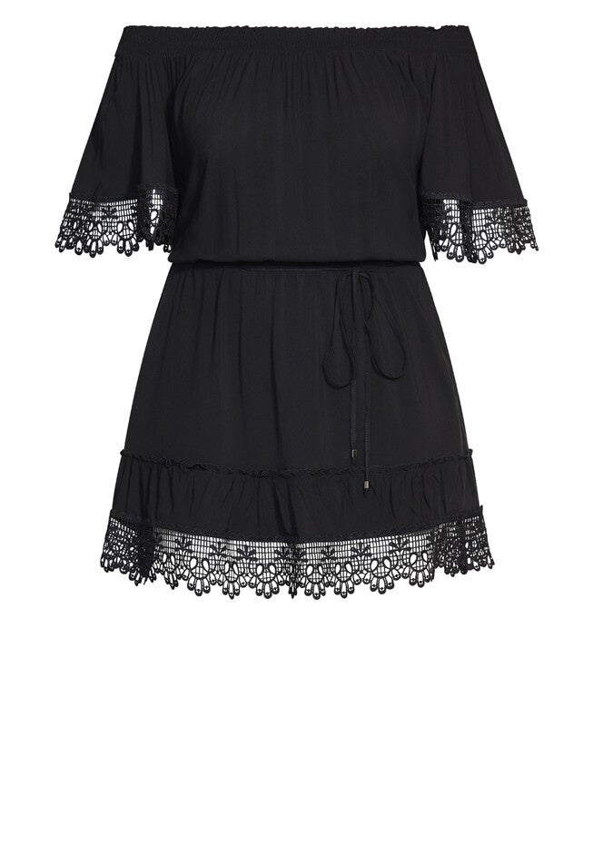 Crochet Detail Dress - black, BLACK, alternate image number 2