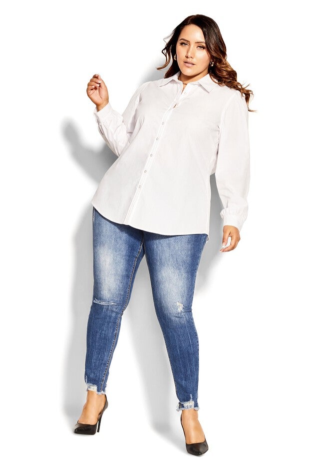 Clean Look Shirt - ivory, WHITE, hi-res image number 0