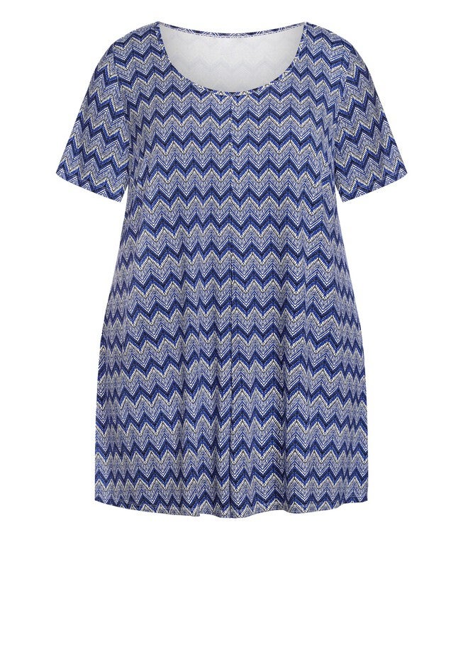 Liv Pleat Print Tunic, MARINE ZIG ZAG, alternate image number 2