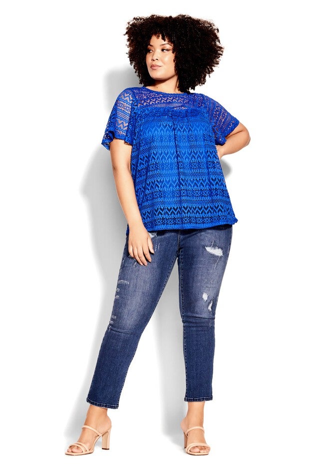 Serenity Short Sleeve Top - blue, BLUE, on-hover image number 1