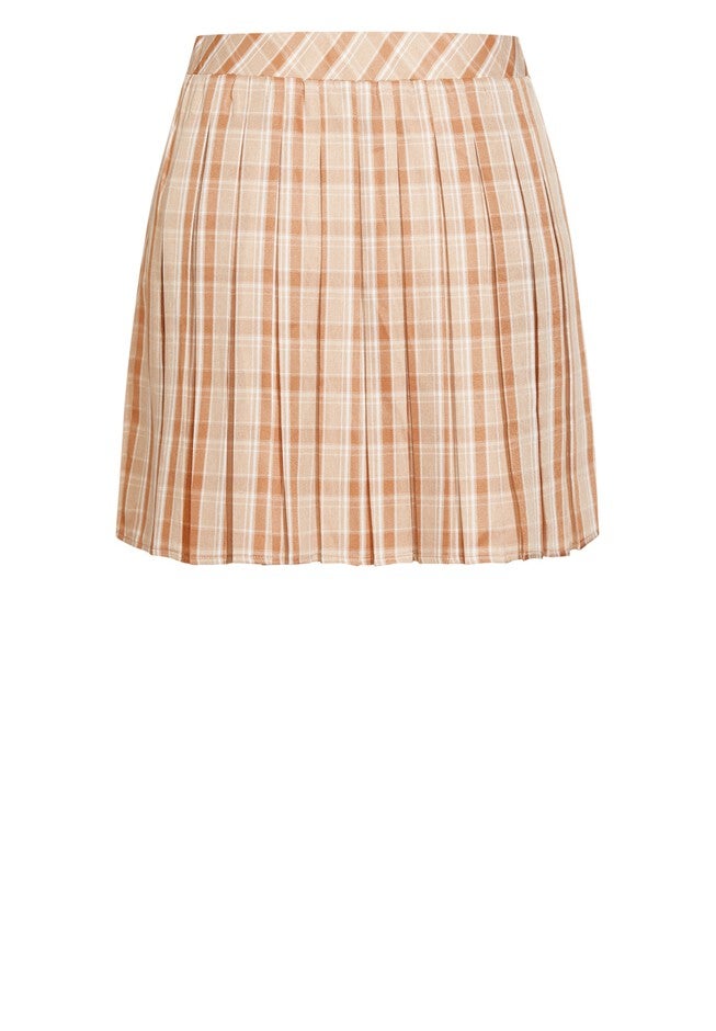 Varsity Check Skirt - camel check, WHITE, alternate image number null