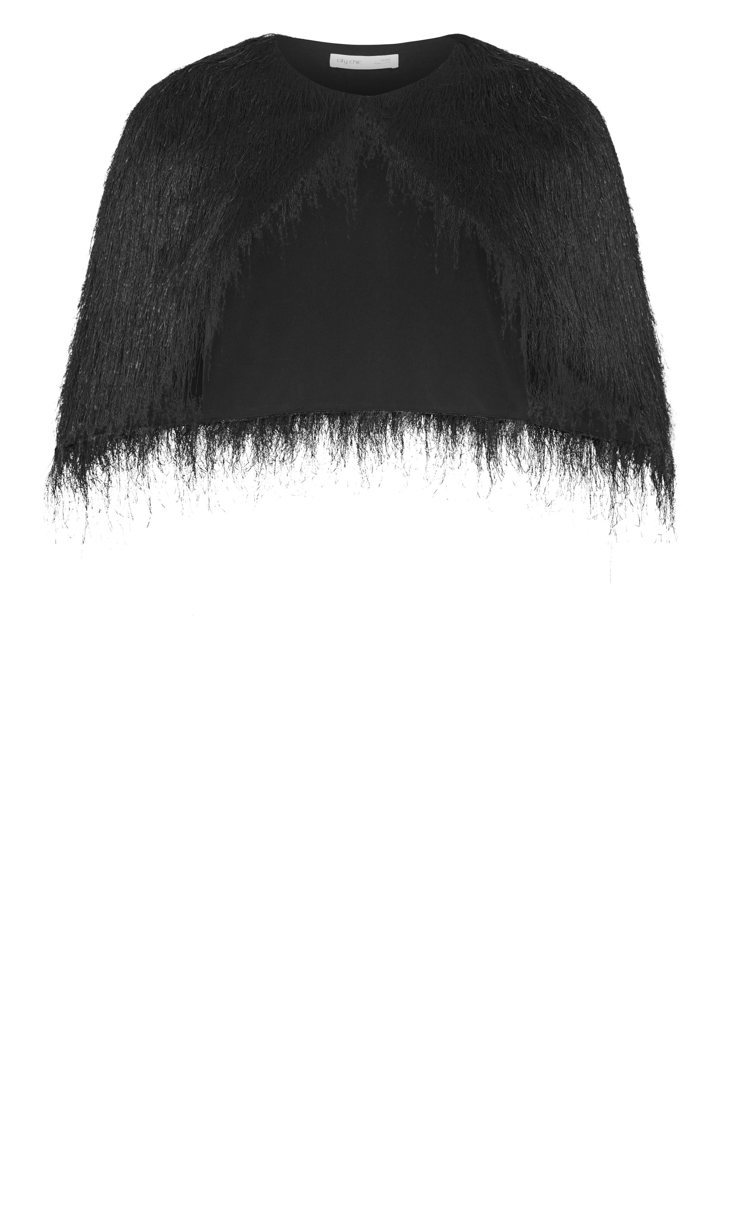Susie Fringe Capelet, BLACK, alternate image number 4