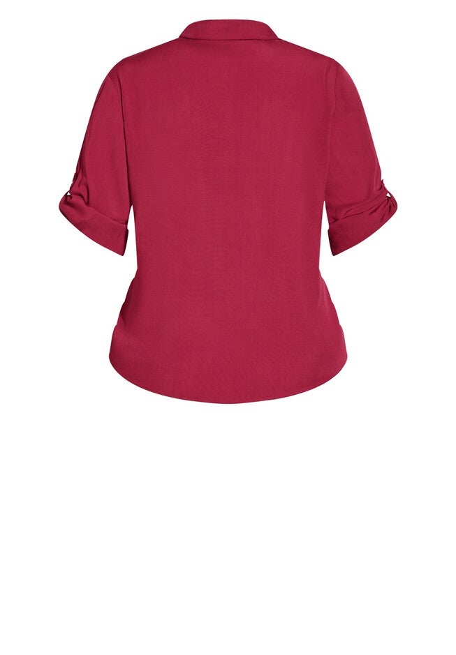 Tropical Tie Top - rhubarb, RED, alternate image number null