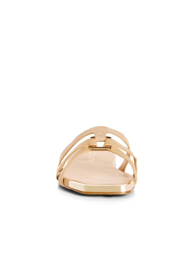 WIDE FIT Dressy Gold Embellishment Diana Sandal - nude, BEIGE, alternate image number null