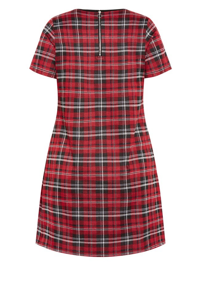 Check Love Shift Silhouette Mini Dress - red, RED, alternate image number 4