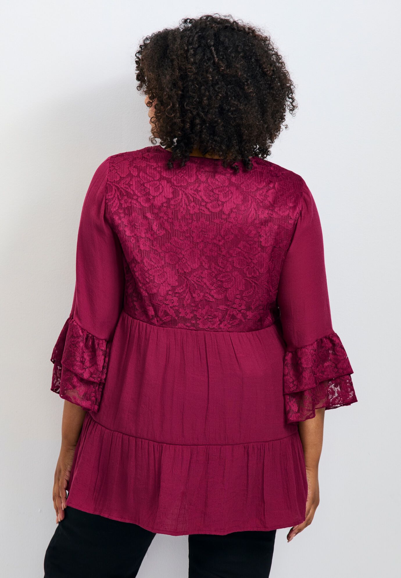 Wallflower Lace Detail Tunic, MERLOT, alternate image number 2