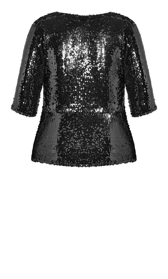 Sequin Puff Top - black, BLACK, alternate image number 5