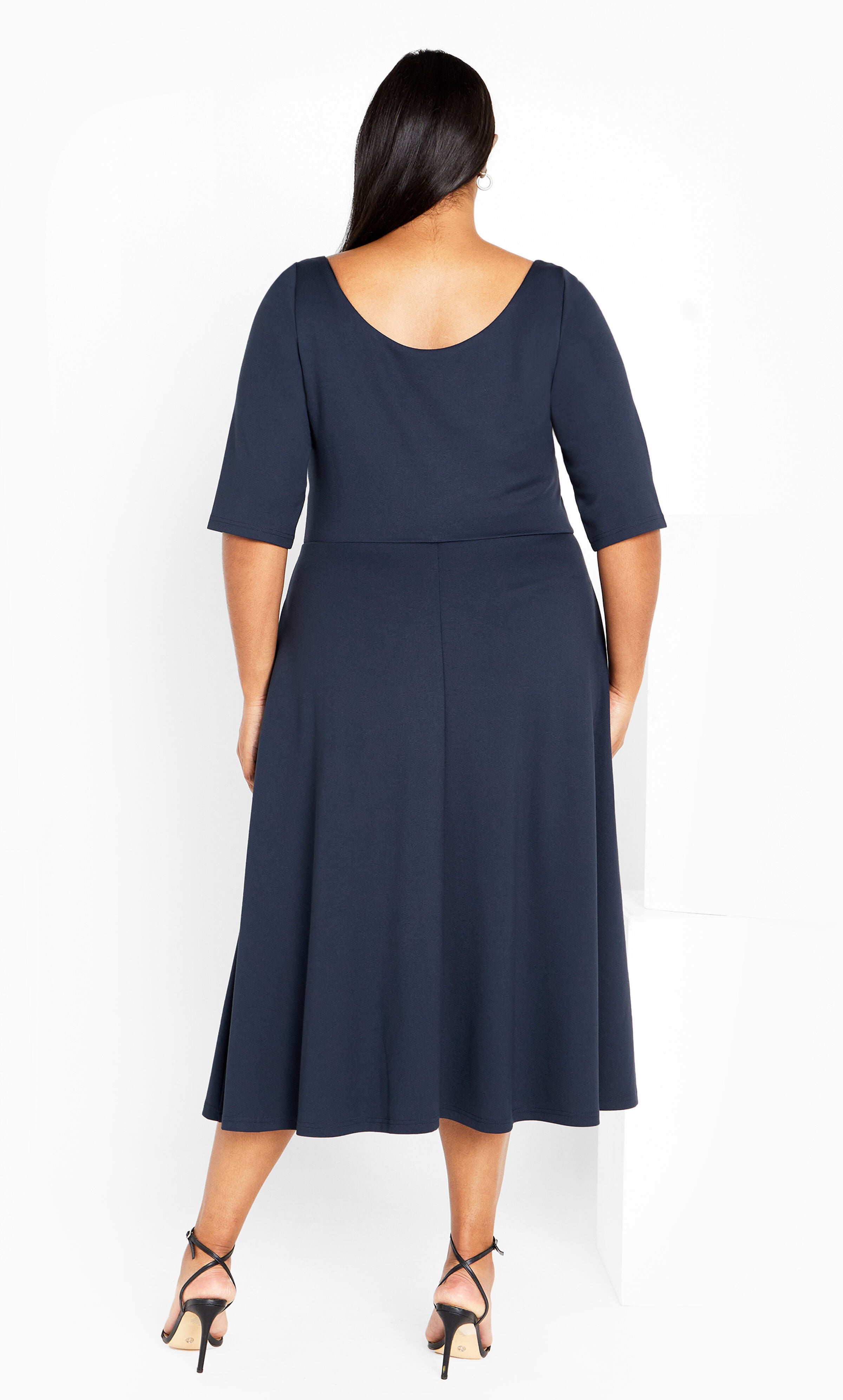 Cute Girl Elbow Sleeve Dress - navy, NAVY, alternate image number 3