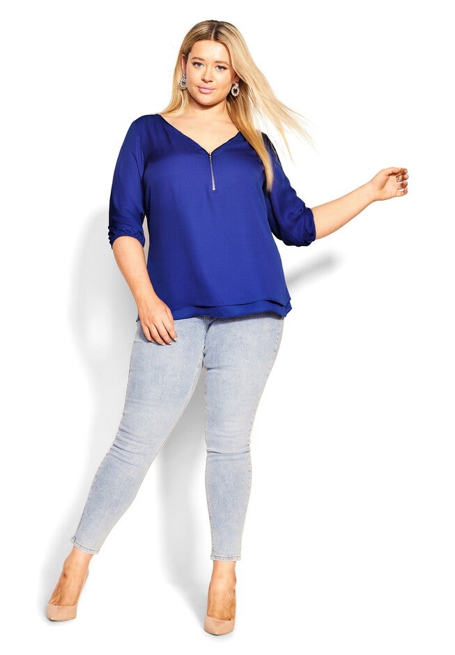 Sexy Fling Elbow Sleeve Top - royal blue, BLUE, alternate image number null